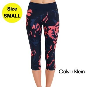 2/for $20 🪩 CALVIN KLEIN Women’s Pink/Navy Floral Leggings 💕 (Size Small)